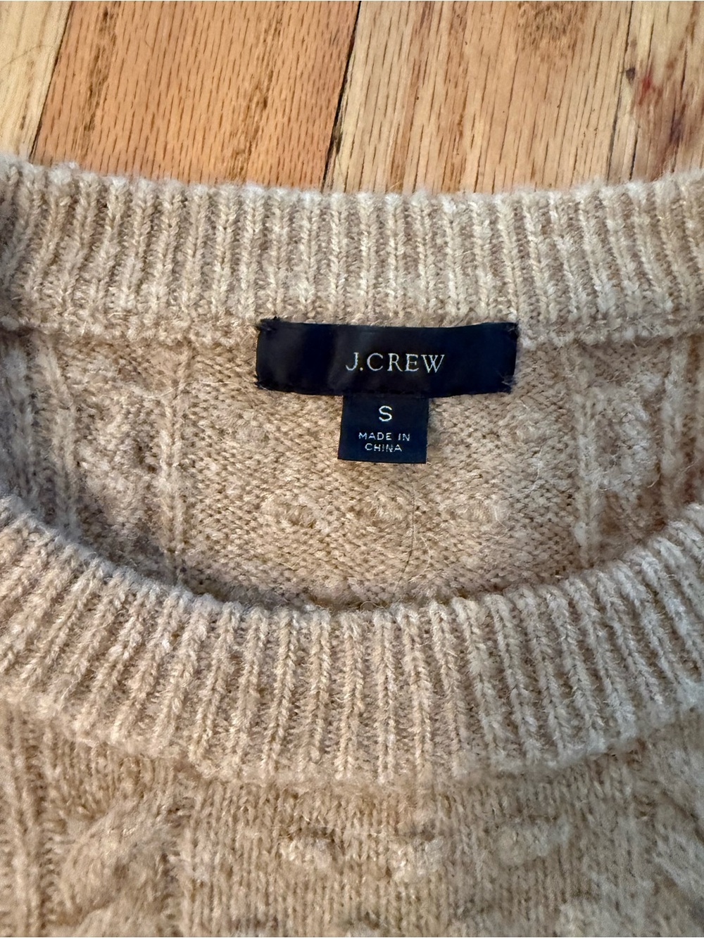 J. Crew Women's Textured Cable Crewneck Sweater - camel - Picture 2 of 4